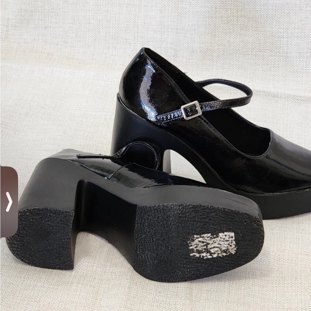 ASOS Shiny Black Platform Mary Jane Shoes - Picture 4 of 9